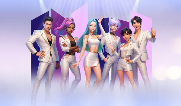 Composite of a group of animated K-pop stars