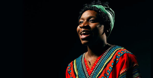 Apphia Campbell in colourful clothing