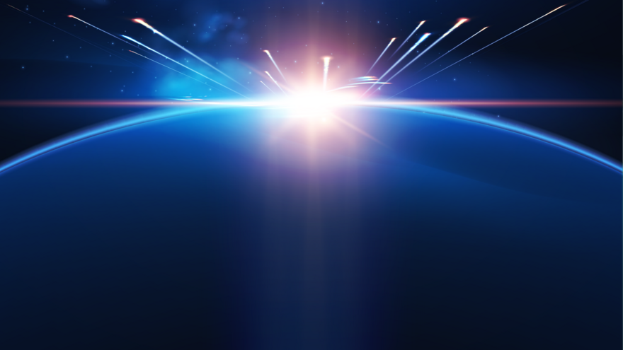 Sun rising behinf the earth