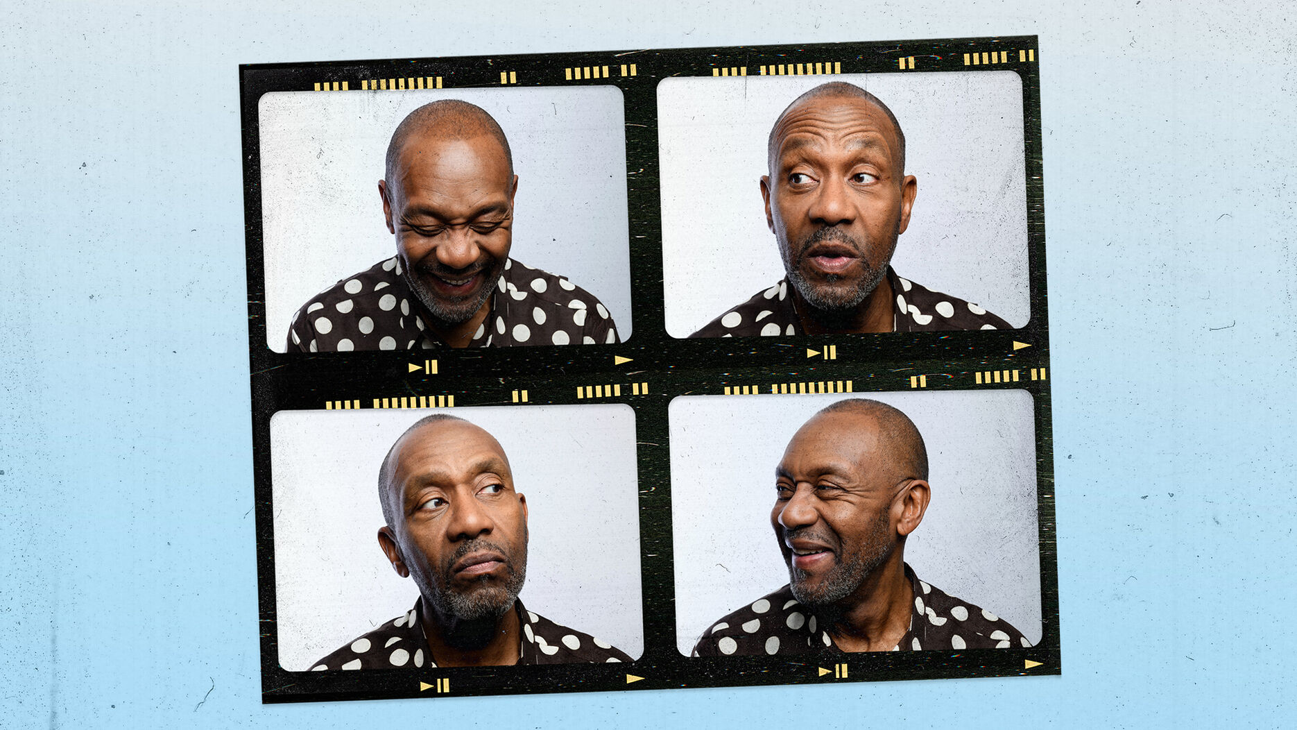 Four images of Lenny Henry looking in different directions