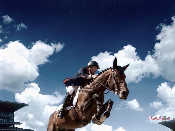 Nick Skelton on horse back. 