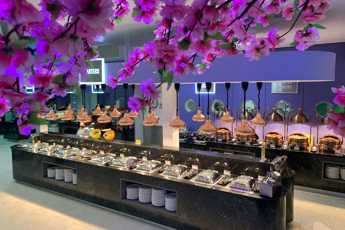 A restaurant buffet 