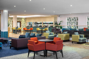 Bright and colourful chairs in a hotel lounge