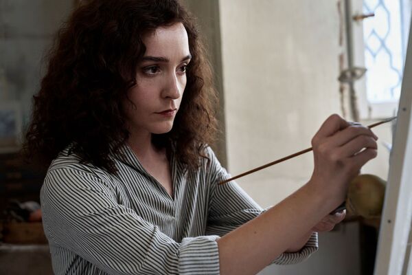 A woman painting 