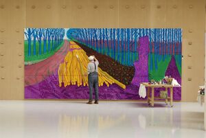 David Hockney painting Winter Timber in Bridlington, July 2009