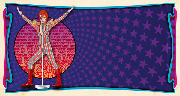 Composite of David Bowie with a starry background