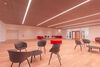 Bright open space with greys chairs and tables