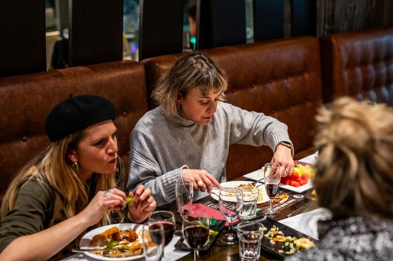 Guests eating at a table