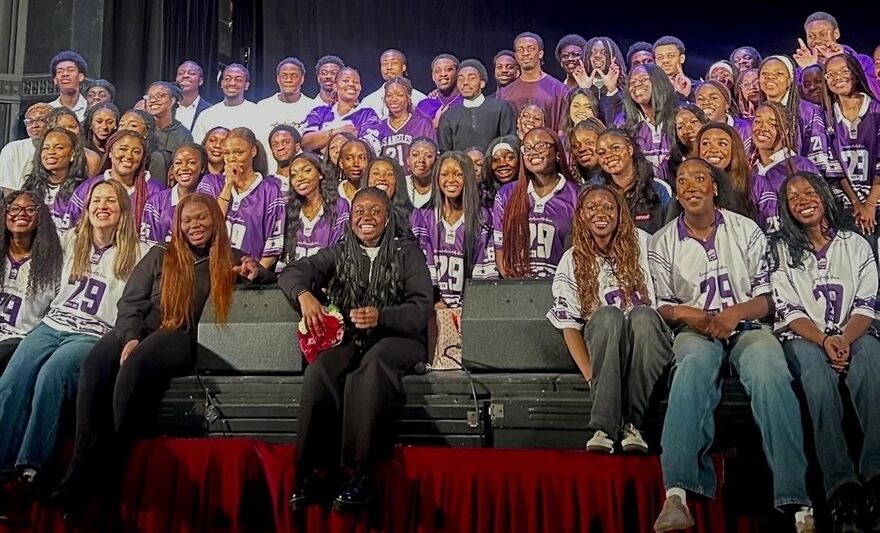 Gospel choir sat on stage