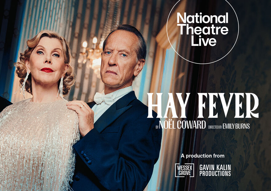Christine Baranski and Richard E. Grant in evening clothes. 