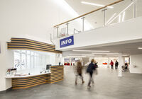 Box Office with people in the background using the foyer space