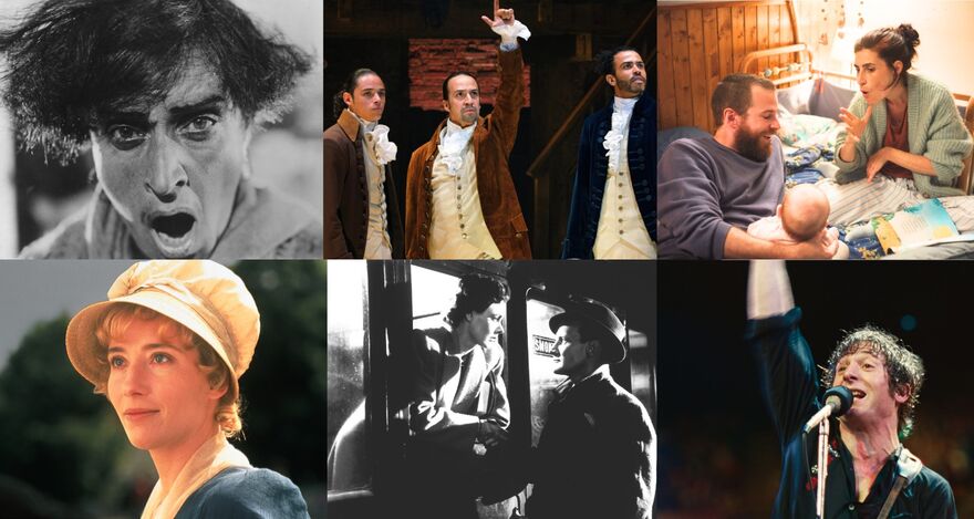 A composite image of 6 upcoming films and Event Cinema: Battleship Potemkin, Hamilton, Deaf, Sense & Sensibility, Brief Encounter and Springsteen: Deliver Me from Nowhere