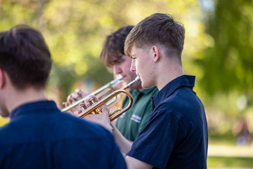 Student plays trumpet