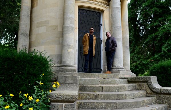 Simon Fowler and Oscar Harrison stood on Jephson Memorial 