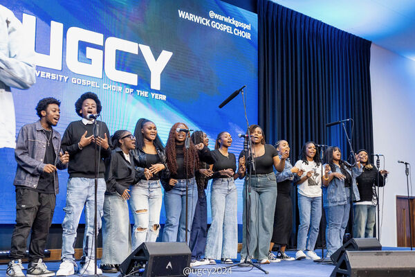 Warwick Gospel Choir singing on stage