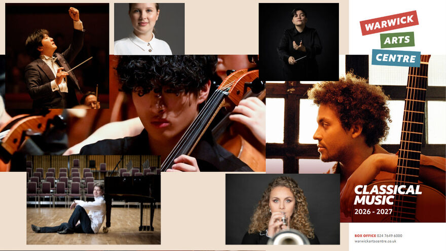 Composite Image of several orcehstal musicians