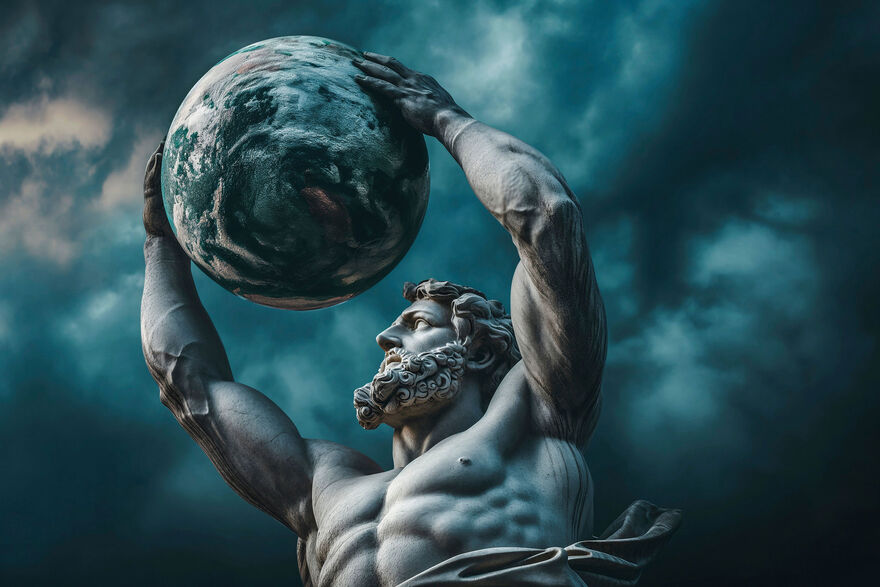 Illustration of Atlas holding up the Earth