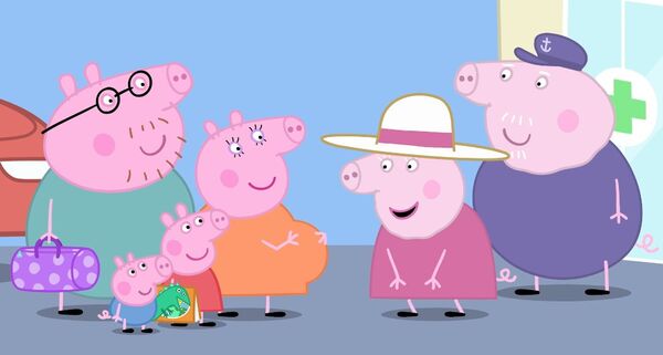 Peppa Pig and her family meet up with Granny and Grandpa. 