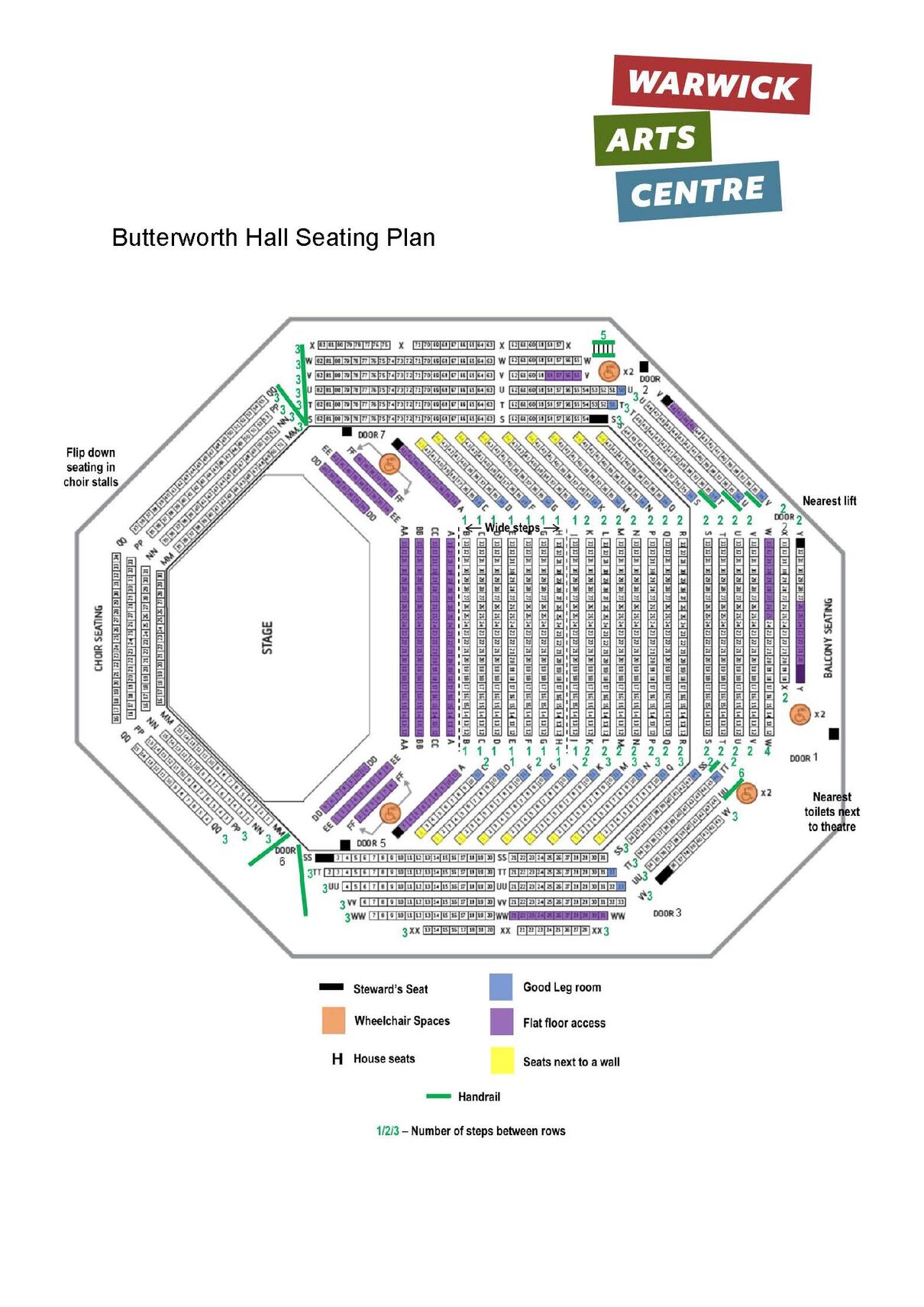 An illustration of the seating plan of Butterworth Hall