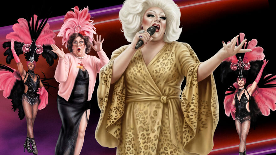 Myra Dubois and Rose Lavender with two dancers 