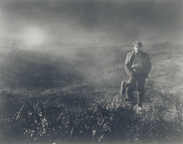 Man stood in a foggy field