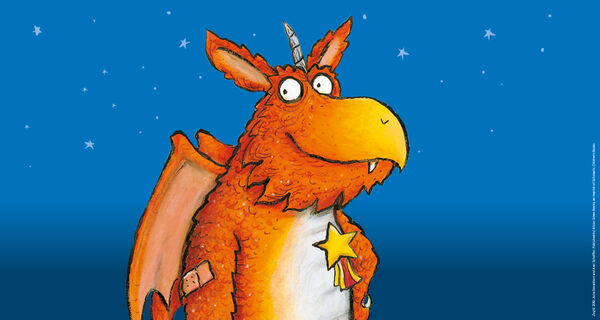 Illustration of Zog, a bright orange dragon