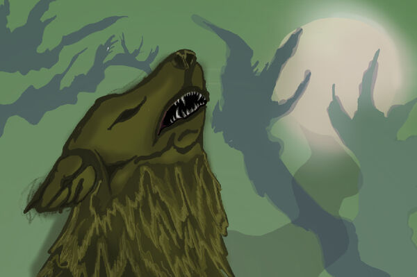 Drawing of a wolf howling
