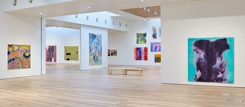 Wide angle shot of the Mead Gallery and The Reason for Painting exhibition