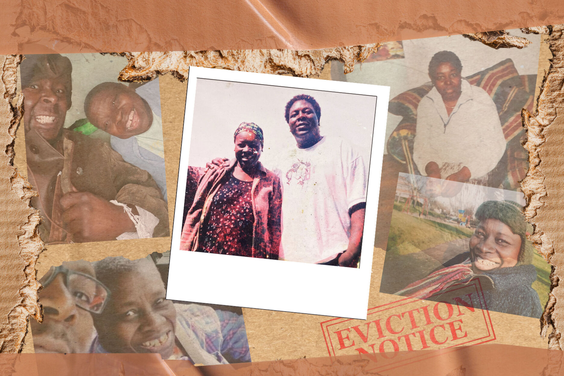 A montage of photos of a boy and his mum