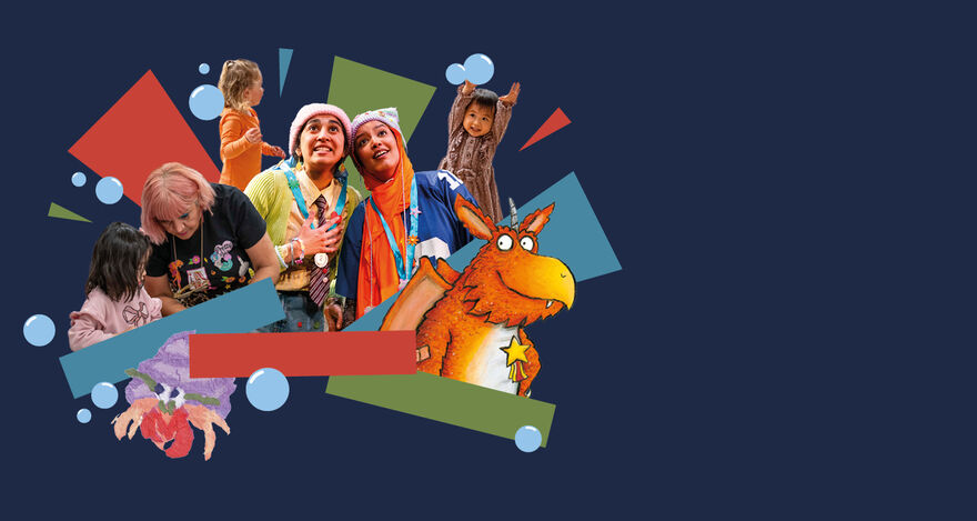 Various images of events part of POP UP Family Fest (including Sisters 360 and Zog)