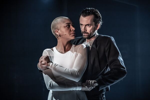 David Tennant and Cush Jumbo as Macbeth and Lady Macbeth. 