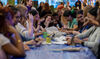 Students taking part in a clay workshop
