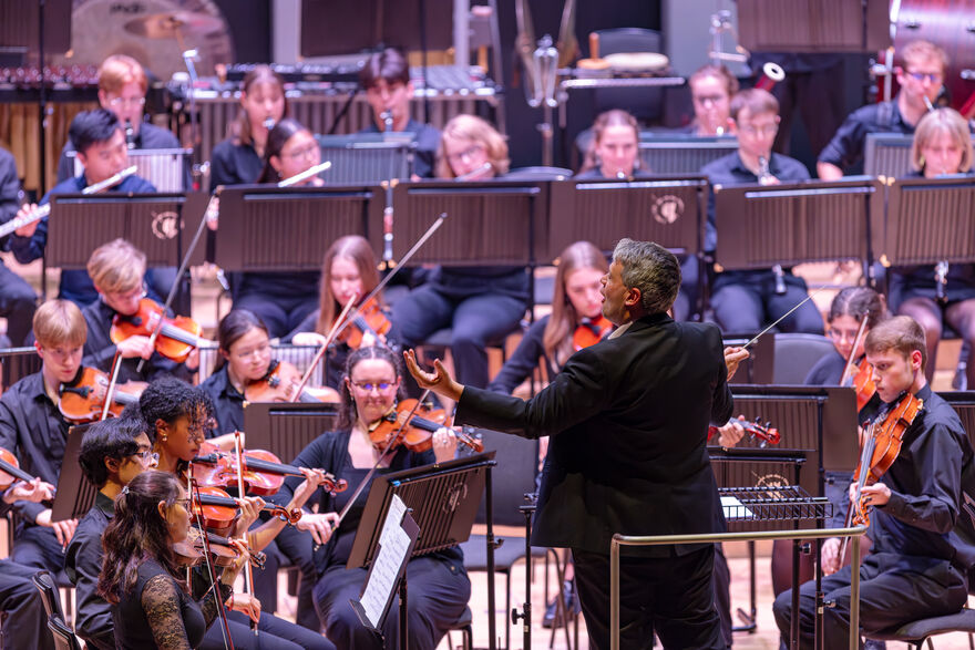 An orchestra on stage