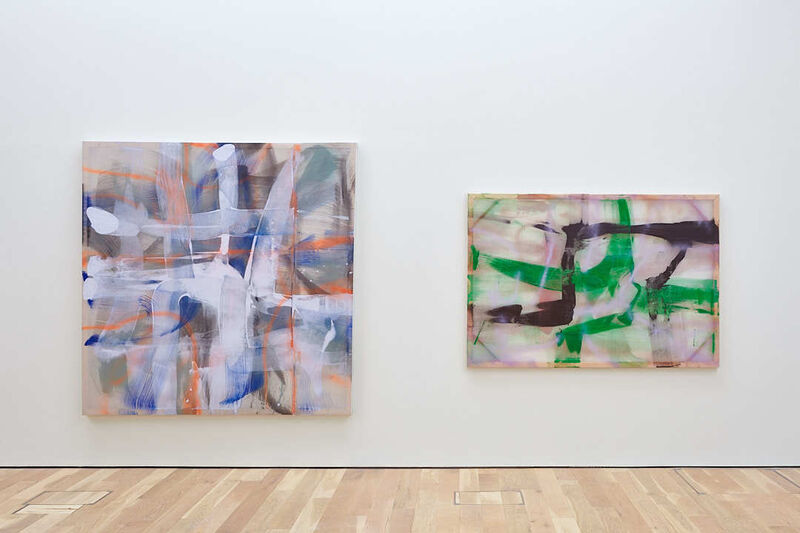 Two piece of artwork on the Mead Gallery wall